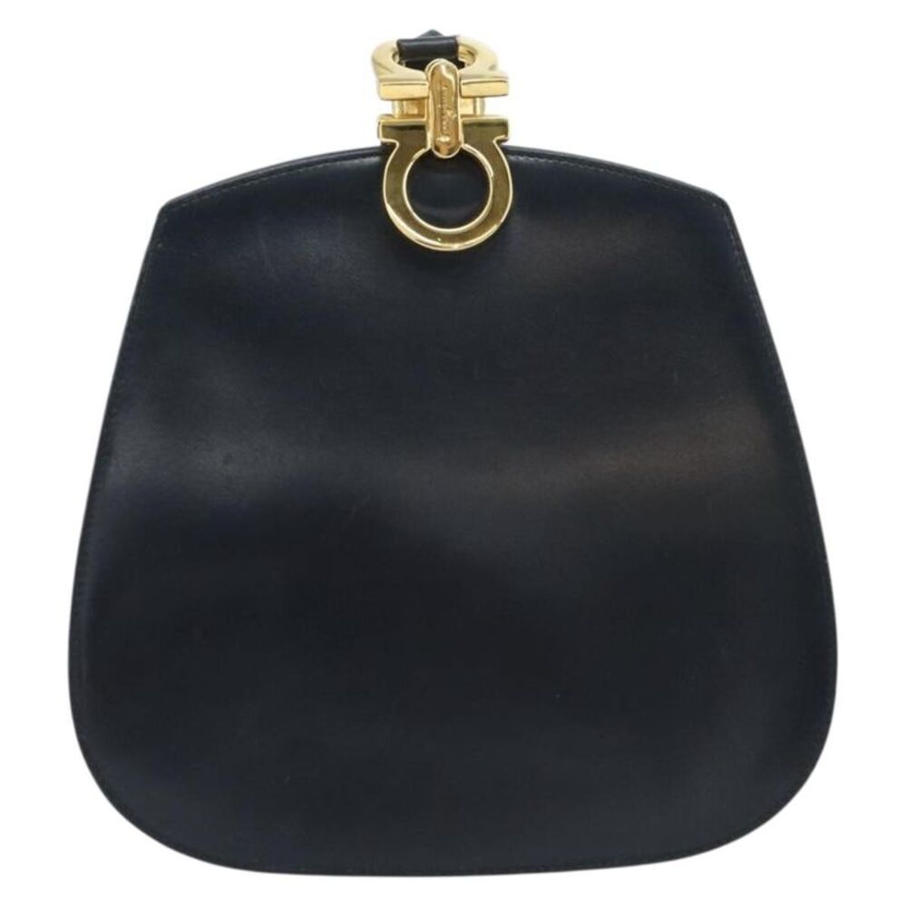 Salvatore Ferragamo Gancini Leather Navy Leather Shoulder Bag Bag